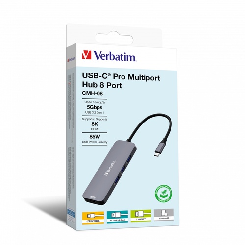 VERBATIM VERBATIM USB-C PRO MULTIPORTE HUB 8 IN 1 HDMI 8K PD 85W - DOCKING STATION | TecnoCARE.net Sabaudia, Latina, Terracina, San Felice Circeo e Pontinia