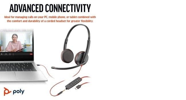HP POLY HP Poly Blackwire 3225 Stereo USB-C Headset +3.5mm Plug +USB-C/A Adapter Auricolare Cablato A Padiglione Ufficio USB tipo-C Nero - AUDIO E CUFFIE PORTATILI | TecnoCARE.net Sabaudia, Latina, Terracina, San Felice Circeo e Pontinia