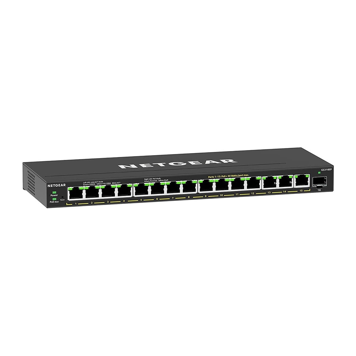 NETGEAR NETGEAR GS316EP-100PES switch di rete Gestito Gigabit Ethernet (10/100/1000) Supporto Power over Ethernet (PoE) Nero - RETI | TecnoCARE.net Sabaudia, Latina, Terracina, San Felice Circeo e Pontinia