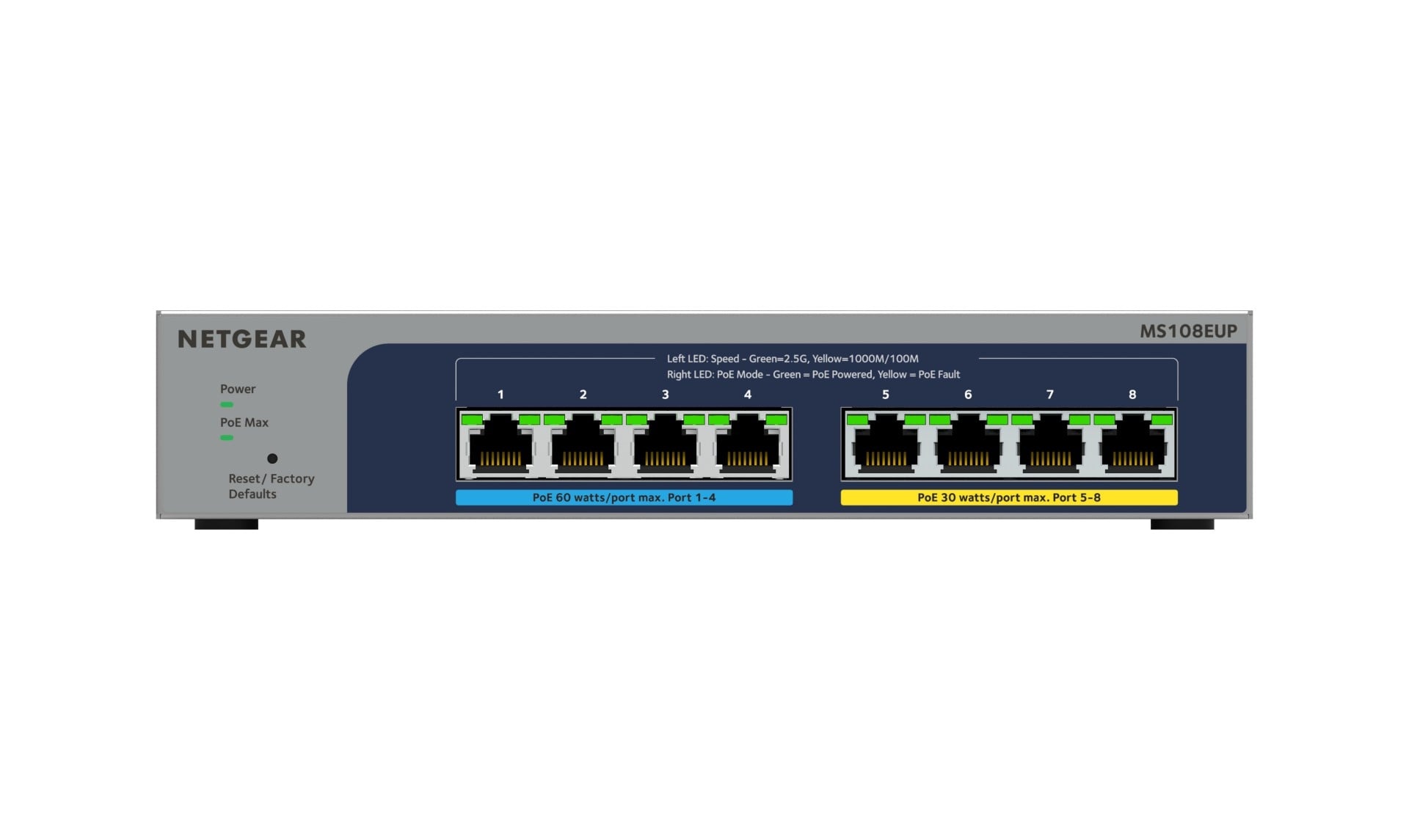 NETGEAR NETGEAR 8-port Ultra60 PoE++ Multi-Gigabit (2.5G) Ethernet Plus Switch Non gestito L2/L3 2.5G Ethernet (100/1000/2500) Supporto Power over Ethernet (PoE) Grigio - RETI | TecnoCARE.net Sabaudia, Latina, Terracina, San Felice Circeo e Pontinia