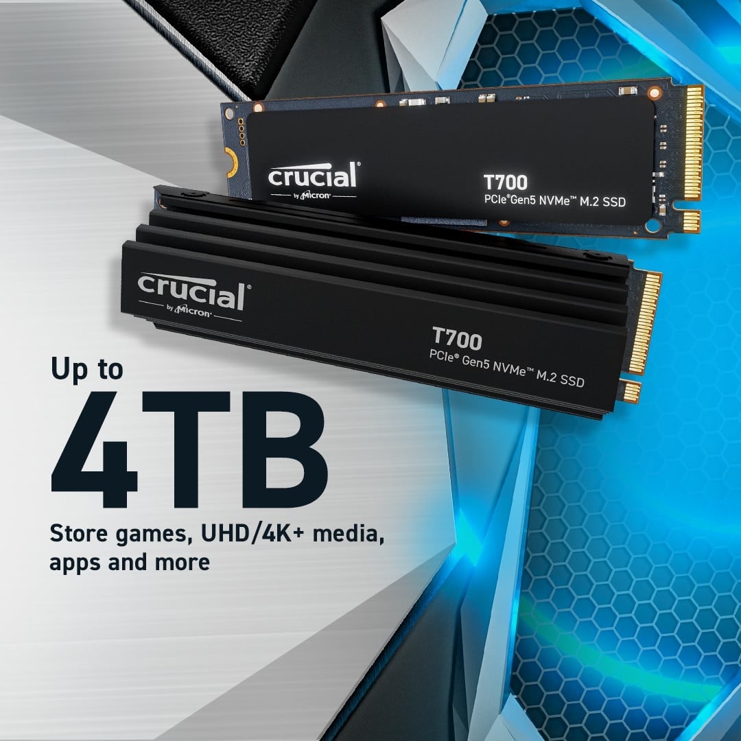 CRUCIAL Crucial CT2000T700SSD5 T700 2TB PCIe Gen5 NVMe M.2 SSD con dissipatore - SUPPORTI PER LA MEMORIZZAZIONE | TecnoCARE.net Sabaudia, Latina, Terracina, San Felice Circeo e Pontinia