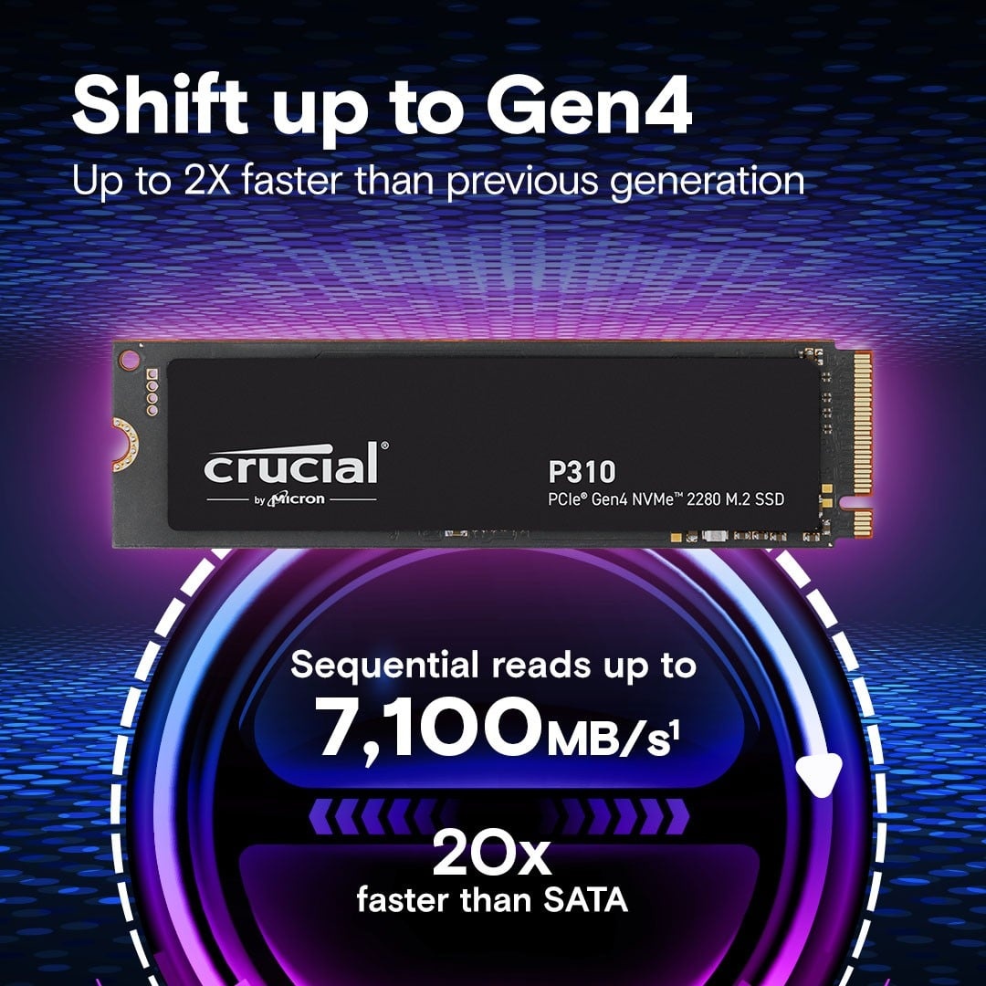 CRUCIAL Crucial P310 4 TB M.2 PCI Express 4.0 NVMe - SUPPORTI PER LA MEMORIZZAZIONE | TecnoCARE.net Sabaudia, Latina, Terracina, San Felice Circeo e Pontinia