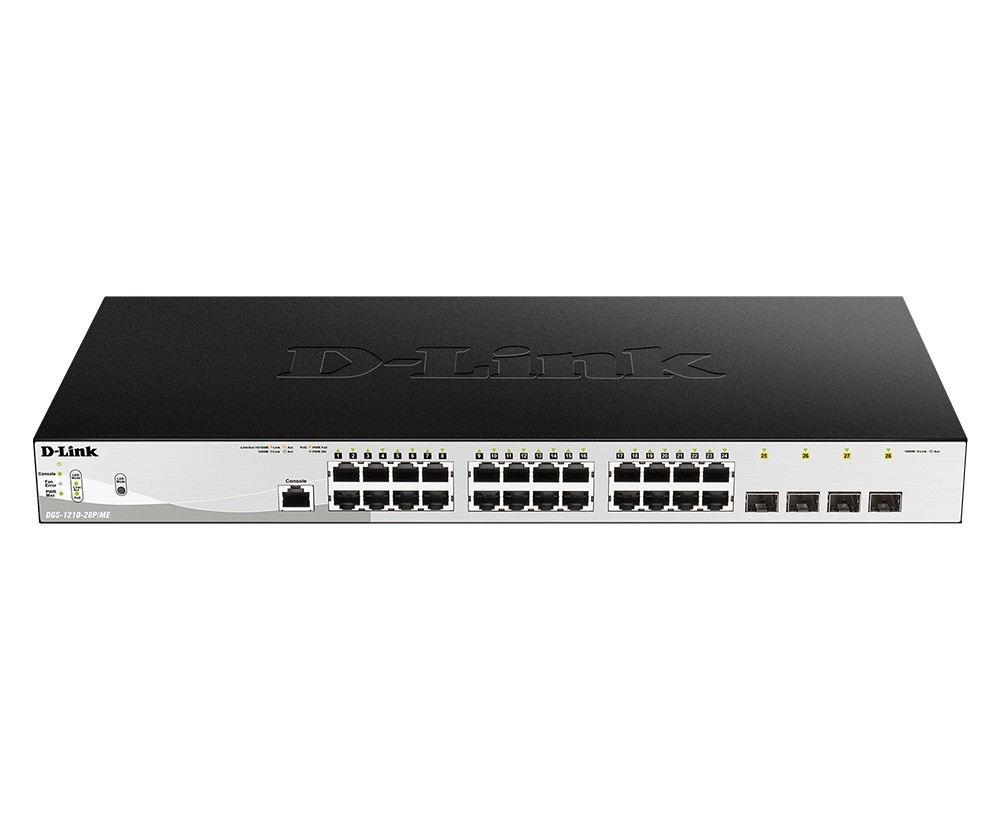 D-LINK D-Link DGS-1210-28P/ME 24-PORT 10/100/1000BASE-T POE + 4-PORT 1 GBPS SFP PORTS METRO ET - RETI | TecnoCARE.net Sabaudia, Latina, Terracina, San Felice Circeo e Pontinia