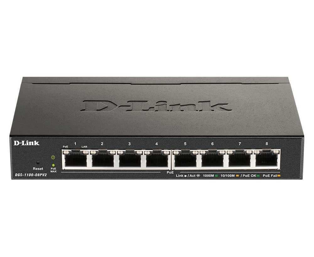 D-LINK D-Link DGS 1100-08PV2 - Switch - Smart - 8 x 10/100/1000 (PoE) - Desktop - PoE (64 W) - RETI | TecnoCARE.net Sabaudia, Latina, Terracina, San Felice Circeo e Pontinia
