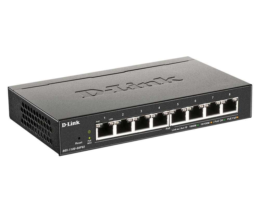 D-LINK D-Link DGS 1100-08PV2 - Switch - Smart - 8 x 10/100/1000 (PoE) - Desktop - PoE (64 W) - RETI | TecnoCARE.net Sabaudia, Latina, Terracina, San Felice Circeo e Pontinia