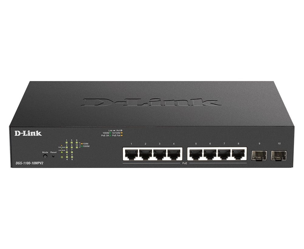 D-LINK D-Link DGS-1100-10MPV2/E 10-Port PoE+ Gigabit Smart Switch - RETI | TecnoCARE.net Sabaudia, Latina, Terracina, San Felice Circeo e Pontinia