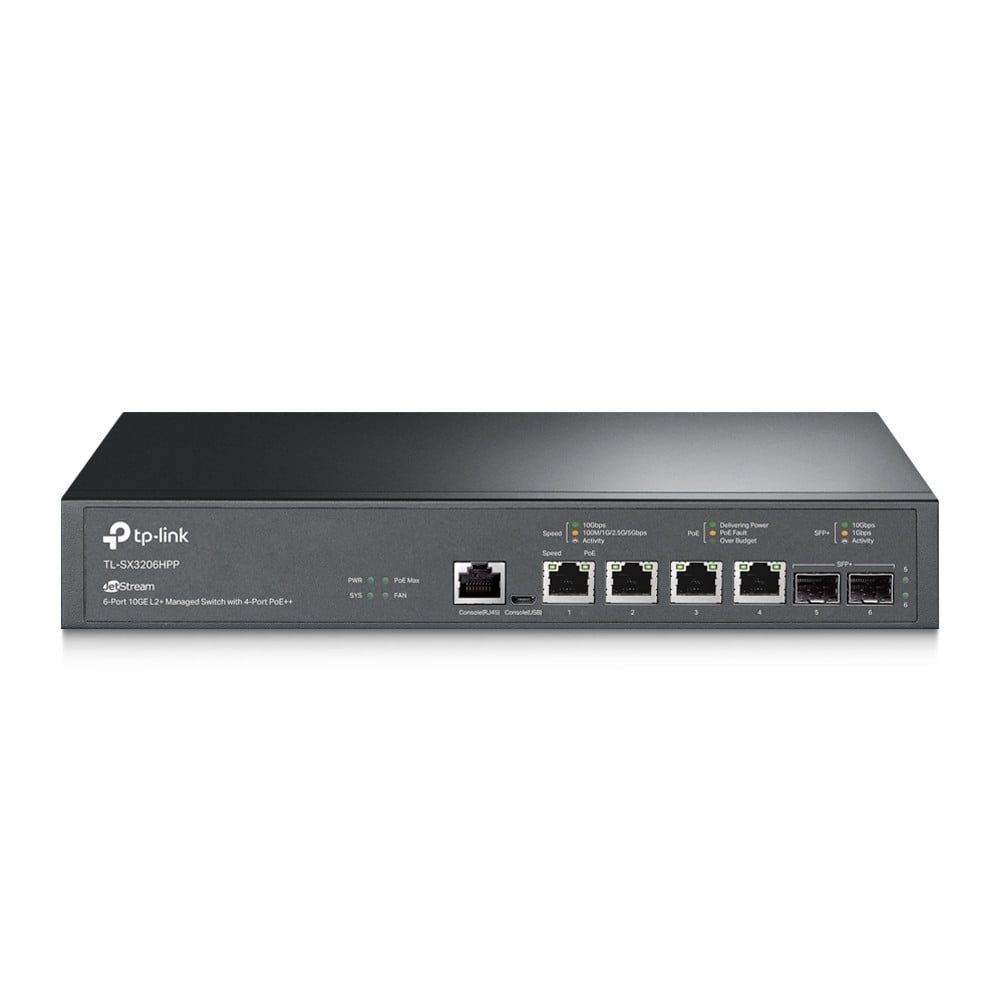 TP-LINK TP-Link JetStream TL-SX3206HPP switch di rete Gestito L2+ 10G Ethernet (100/1000/10000) Supporto Power over Ethernet (PoE) Nero - RETI | TecnoCARE.net Sabaudia, Latina, Terracina, San Felice Circeo e Pontinia