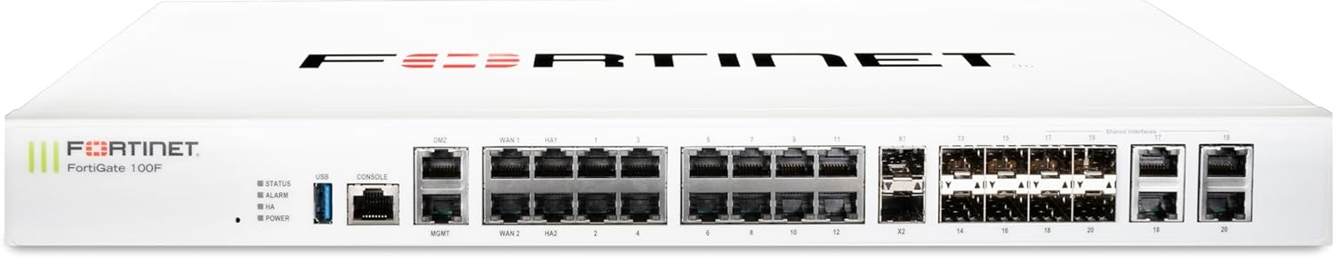 FORTINET FORTIGATE-100F 22 PORTE GE RJ45 (INCLUSE 2 PORTE WAN, 1 P. DMZ, 1 P. DI MGMT, 2 P. HA, 16 P. SWITCH - FIREWALL | TecnoCARE.net Sabaudia, Latina, Terracina, San Felice Circeo e Pontinia