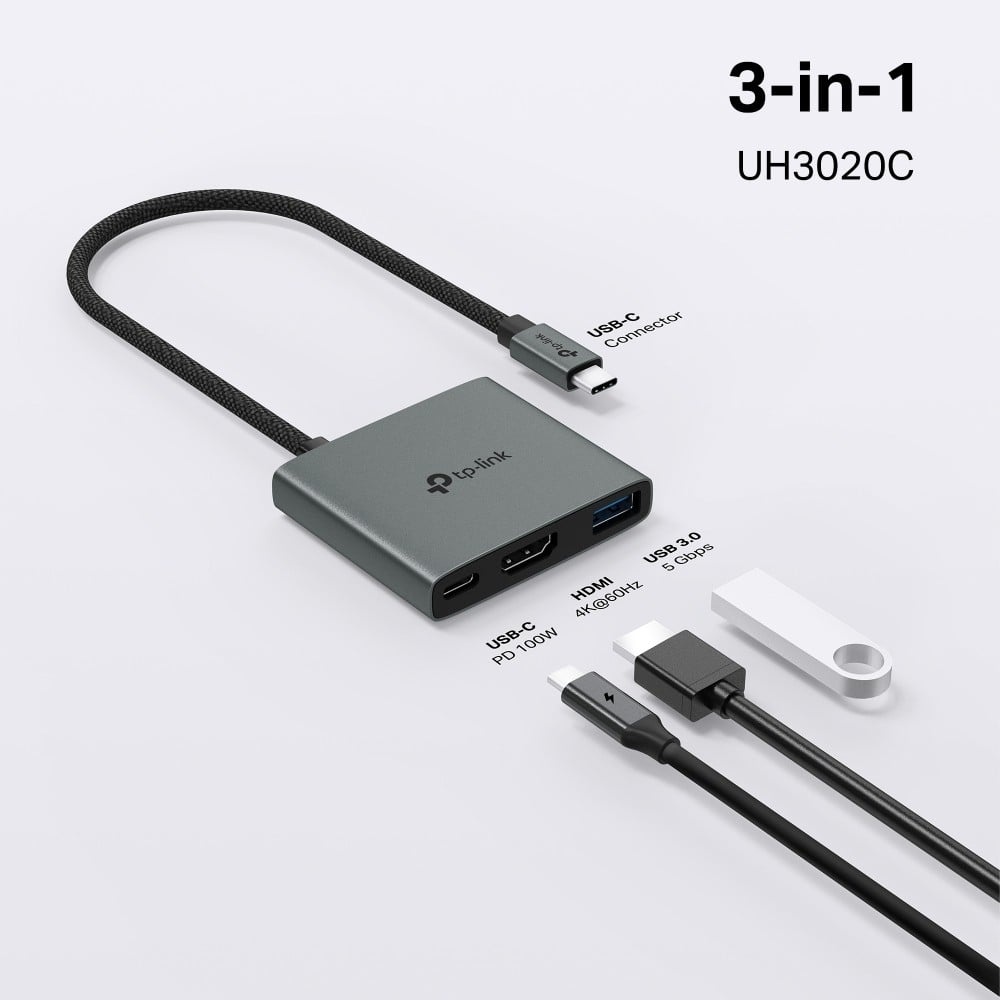 TP-LINK TP-Link UH3020C hub di interfaccia USB tipo-C 5000 Mbit/s Grigio - COMPONENTI | TecnoCARE.net Sabaudia, Latina, Terracina, San Felice Circeo e Pontinia