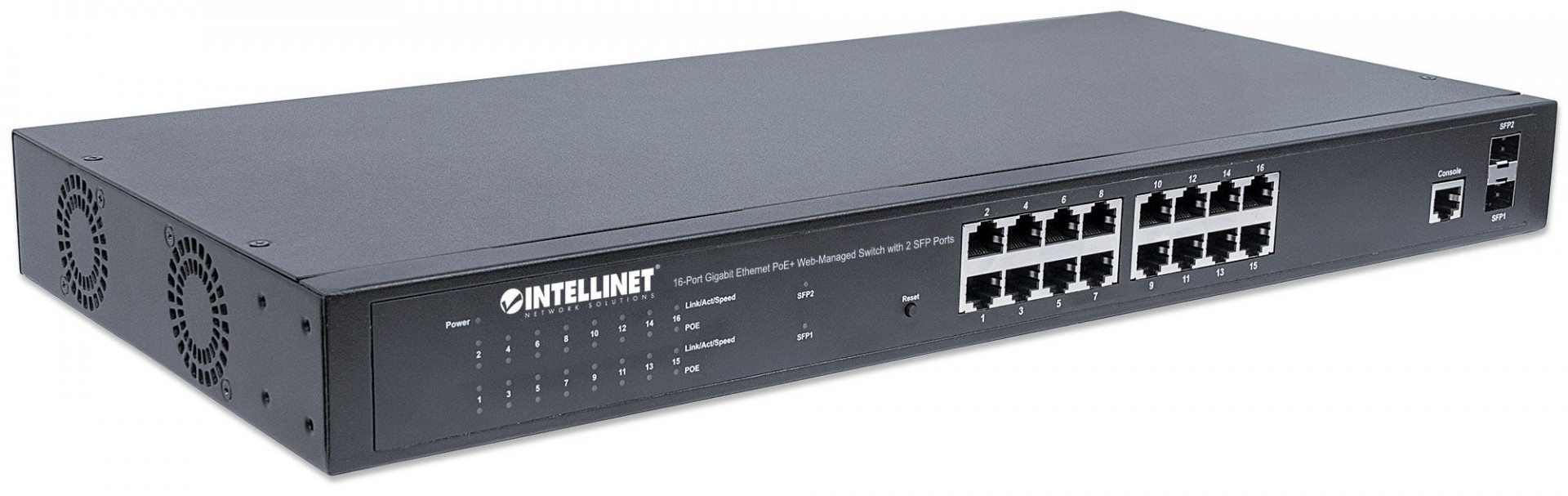 INTELLINET Intellinet 561341 switch di rete Gestito L2+ Gigabit Ethernet (10/100/1000) Supporto Power over Ethernet (PoE) 1U Nero - RETI | TecnoCARE.net Sabaudia, Latina, Terracina, San Felice Circeo e Pontinia