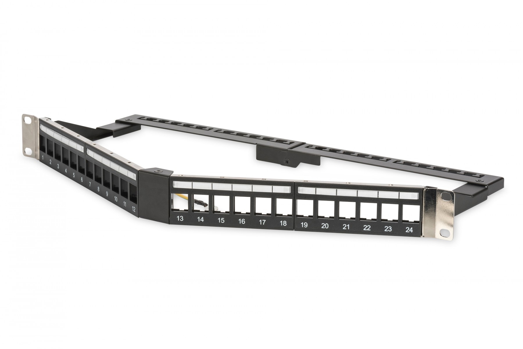 DIGITUS Pannello patch angolato 19" 24x keystone, schermato, 1U, nero, gestione cavi, campi etichetta - RETI | TecnoCARE.net Sabaudia, Latina, Terracina, San Felice Circeo e Pontinia