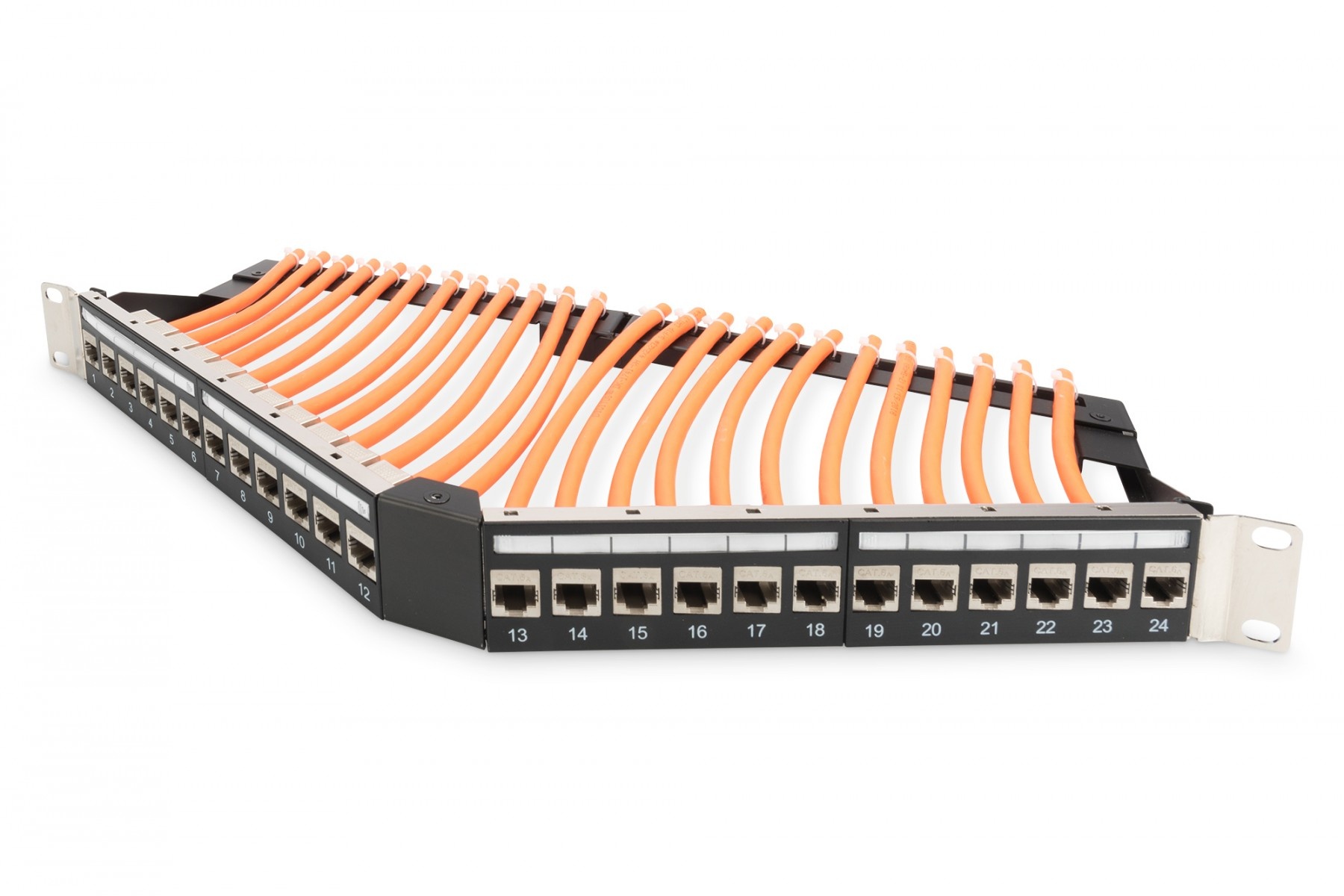 DIGITUS Pannello patch angolato 19" 24x keystone, schermato, 1U, nero, gestione cavi, campi etichetta - RETI | TecnoCARE.net Sabaudia, Latina, Terracina, San Felice Circeo e Pontinia