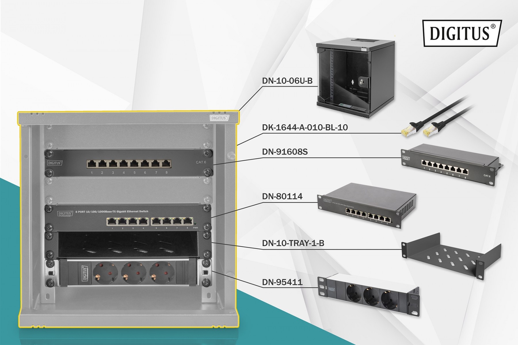DIGITUS Digitus DN-10-SET-1-B rack 6U Da parete Nero - COMPONENTI | TecnoCARE.net Sabaudia, Latina, Terracina, San Felice Circeo e Pontinia