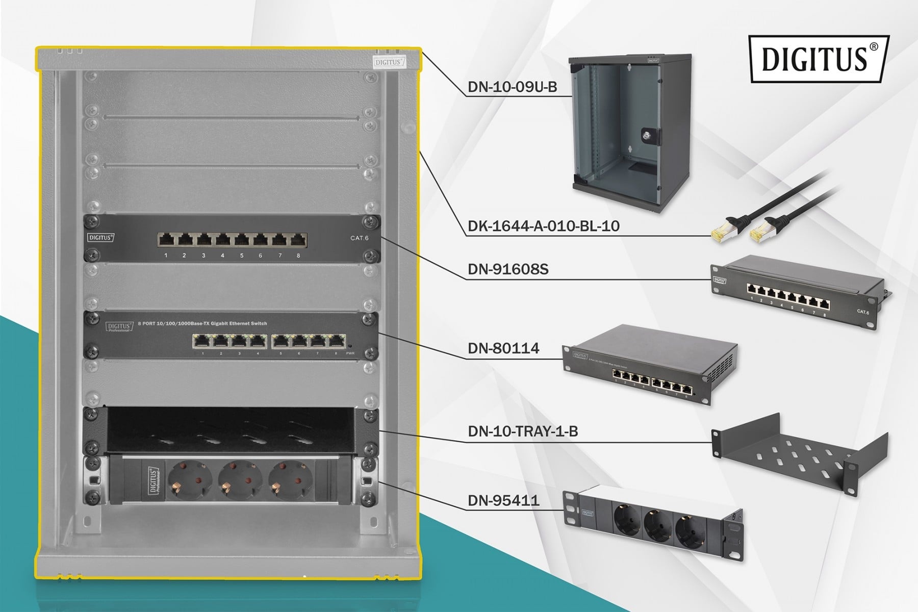 DIGITUS Digitus DN-10-SET-2-B rack 9U Da parete Nero - COMPONENTI | TecnoCARE.net Sabaudia, Latina, Terracina, San Felice Circeo e Pontinia