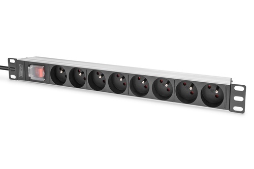 DIGITUS Presa multipla con profilo in alluminio e interruttore, 8 vie CEE 7/5, cavo di alimentazione di 2 m con spina di messa a terra - ARMADI RACK ACCESSORI | TecnoCARE.net Sabaudia, Latina, Terracina, San Felice Circeo e Pontinia