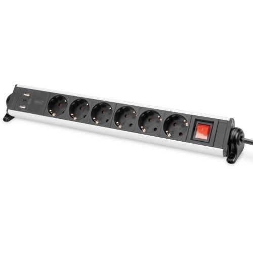 DIGITUS DIGITUS Presa multipla Office a 6 posti con 3 porte USB - ARMADI RACK ACCESSORI | TecnoCARE.net Sabaudia, Latina, Terracina, San Felice Circeo e Pontinia