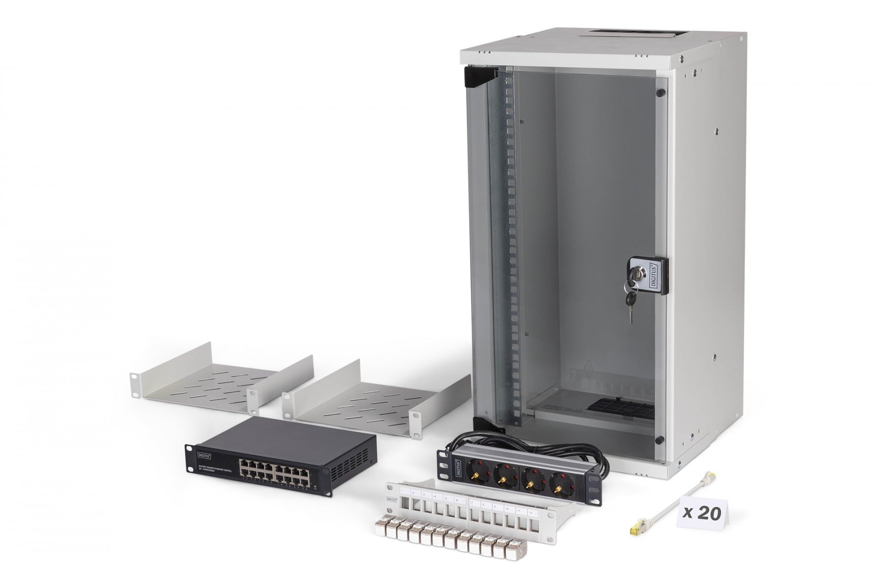 DIGITUS Digitus DN-49104-SET Set di rete SOHO Pro, 254 mm (10") - 12U, 315 x 300 mm (L x P) - COMPONENTI | TecnoCARE.net Sabaudia, Latina, Terracina, San Felice Circeo e Pontinia