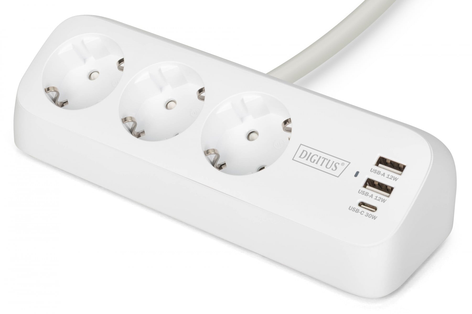 DIGITUS Digitus DA-70626 ciabatta di alimentazione da ufficio a 3 vie con 2 porte USB-A e 1 porta USB-C, bianca - DISPOSITIVI E ACCESSORI DI CABLAGGIO | TecnoCARE.net Sabaudia, Latina, Terracina, San Felice Circeo e Pontinia
