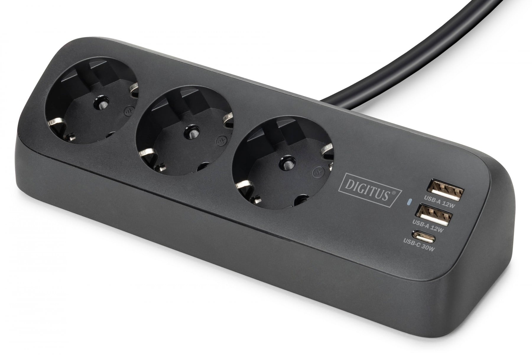 DIGITUS Digitus DA-70625 ciabatta di alimentazione da ufficio a 3 vie con 2 porte USB-A e 1 porta USB-C, nera - DISPOSITIVI E ACCESSORI DI CABLAGGIO | TecnoCARE.net Sabaudia, Latina, Terracina, San Felice Circeo e Pontinia