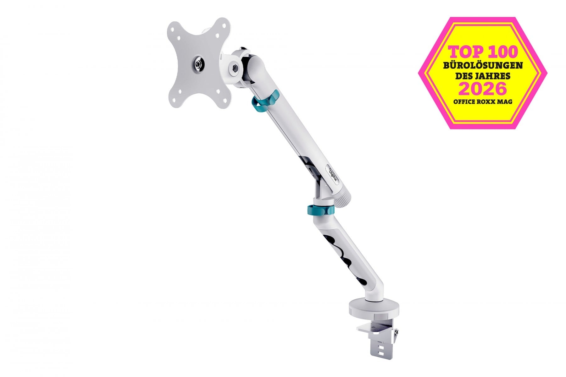 DIGITUS Digitus DA-90470 Braccio da scrivania singolo con morsetto e molla meccanica | 1x LCD max. 35" 10kg | VESA: 75x75, 100x100 | Bianco - MONITOR E ACCESSORI | TecnoCARE.net Sabaudia, Latina, Terracina, San Felice Circeo e Pontinia