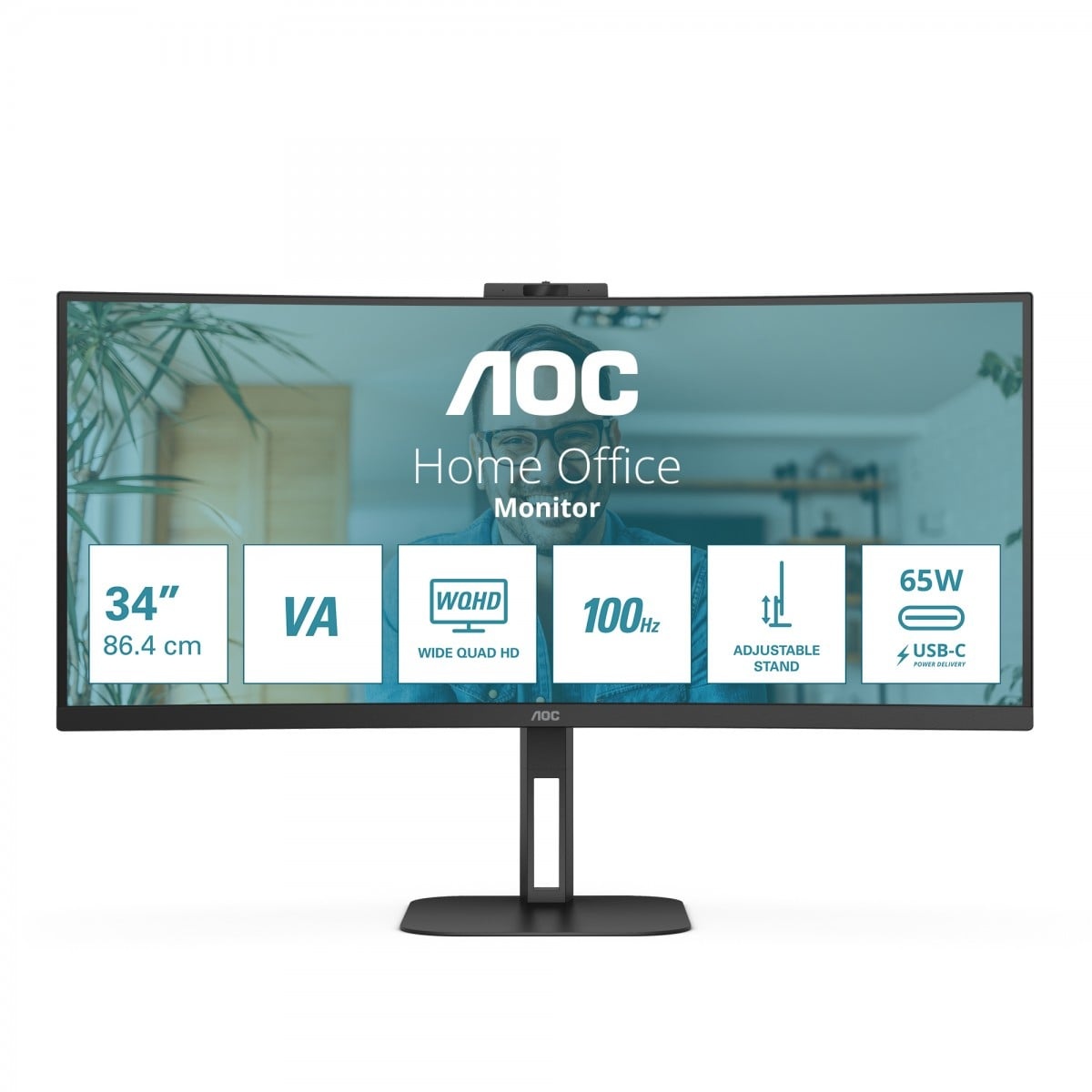 AOC AOC V5 CU34V5CW Monitor PC 86,4 cm (34") 3440 x 1440 Pixel Wide Quad HD LED Nero - MONITOR E ACCESSORI | TecnoCARE.net Sabaudia, Latina, Terracina, San Felice Circeo e Pontinia