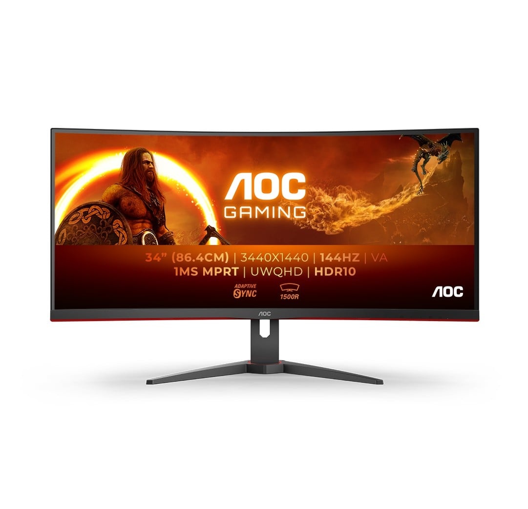 AOC AOC G2 CU34G2XE/BK Monitor PC 86,4 cm (34") 3440 x 1440 Pixel Wide Quad HD LCD Nero, Rosso - MONITOR E ACCESSORI | TecnoCARE.net Sabaudia, Latina, Terracina, San Felice Circeo e Pontinia