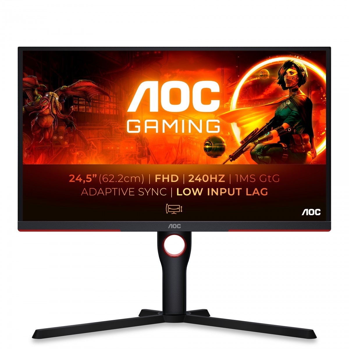 AOC AOC G3 25G3ZM/BK Monitor PC 62,2 cm (24.5") 1920 x 1080 Pixel Full HD Nero, Rosso - MONITOR E ACCESSORI | TecnoCARE.net Sabaudia, Latina, Terracina, San Felice Circeo e Pontinia