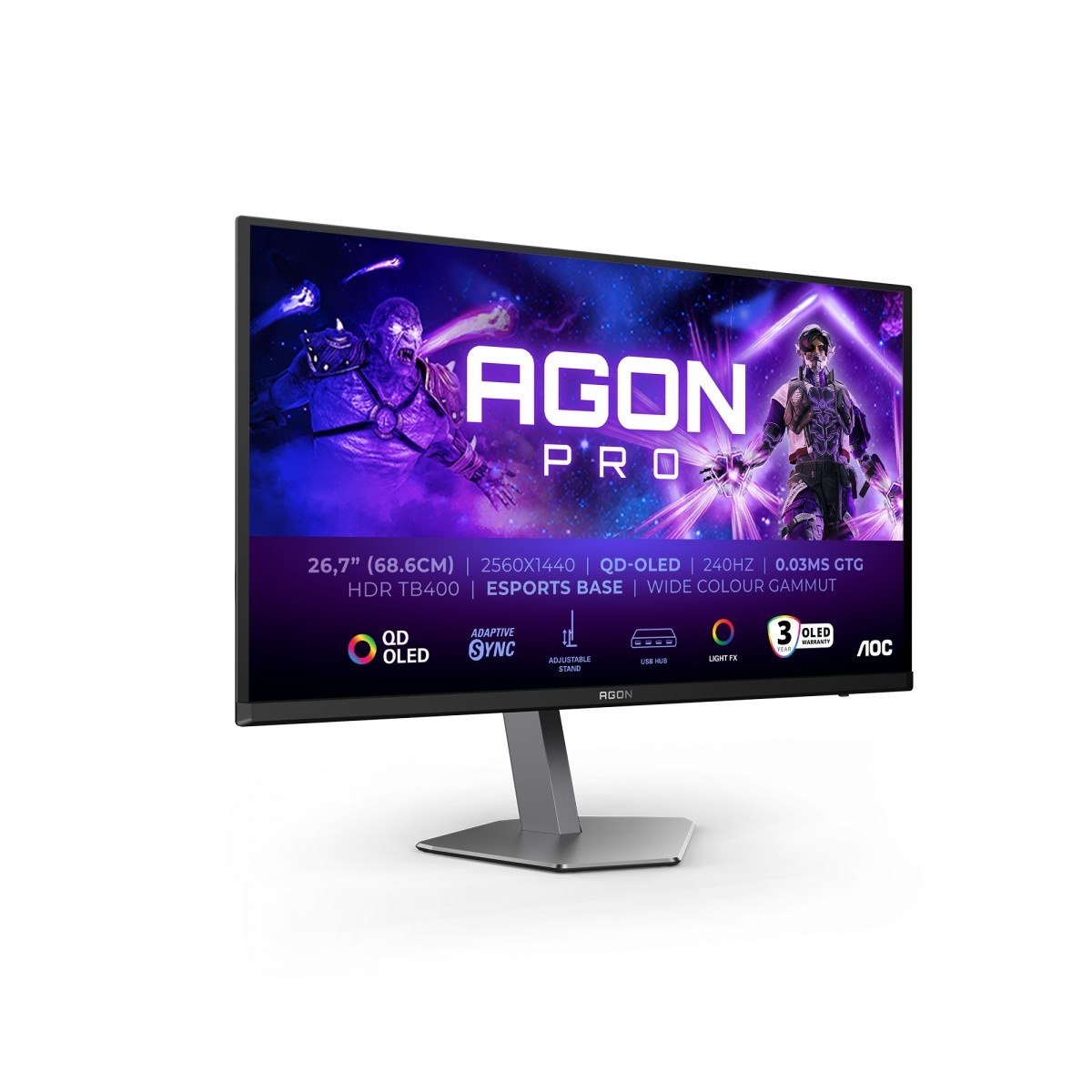 AOC AOC AGON PRO AG276QZD2 Monitor PC 67,3 cm (26.5") 2560 x 1440 Pixel Quad HD QD-OLED Nero, Grigio - MONITOR E ACCESSORI | TecnoCARE.net Sabaudia, Latina, Terracina, San Felice Circeo e Pontinia