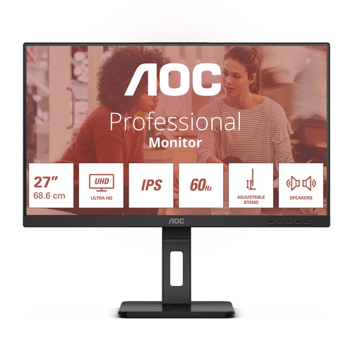 AOC AOC MONITOR 27 LED IPS 4K UHD 16:9 4MS 350 CDM, PIVOT, DP/HDMI, MULTIMEDIALE - MONITOR LED | TecnoCARE.net Sabaudia, Latina, Terracina, San Felice Circeo e Pontinia