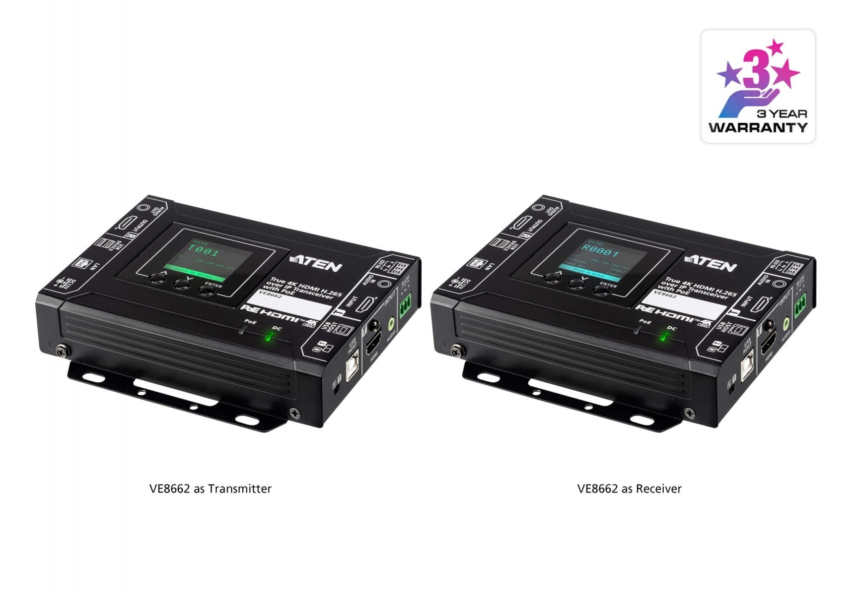 ATEN Aten VE8662-AT-G True 4K HDMI H.265 su IP Transceiver with POE - ELABORAZIONI E DISTRIBUZIONI DEL SEGNALE | TecnoCARE.net Sabaudia, Latina, Terracina, San Felice Circeo e Pontinia