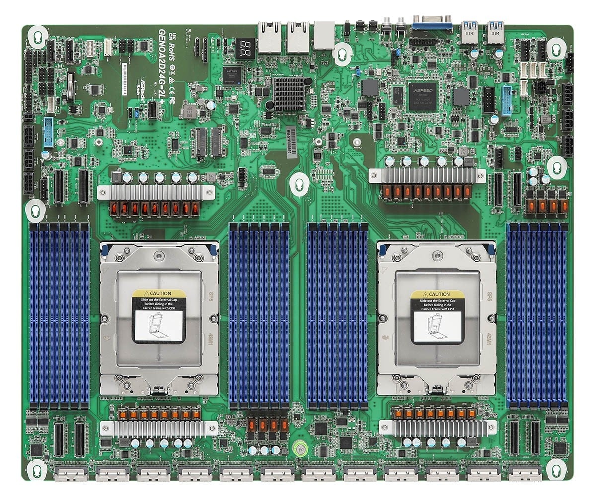 ASROCK ASRock GENOA2D24G-2L+, 2xSKT SP5, AMD EPYC 9004, SoC, 24xDIMM, NVMe, 2xM.2, 2xGbE, IPMI - COMPONENTI | TecnoCARE.net Sabaudia, Latina, Terracina, San Felice Circeo e Pontinia