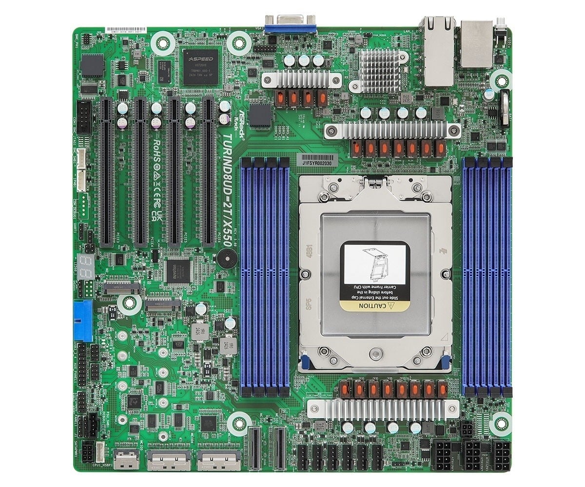 ASROCK ASRock TURIND8UD-2T/X550, 1xSKT SP5, AMD EPYC 9005, SoC, SATA, NVMe, 2xM.2, 2x10GbE, IPMI - COMPONENTI | TecnoCARE.net Sabaudia, Latina, Terracina, San Felice Circeo e Pontinia