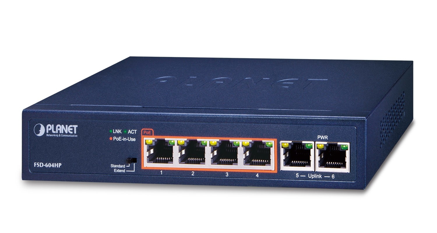 PLANET PLANET FSD-604HP switch di rete Non gestito Fast Ethernet (10/100) Supporto Power over Ethernet (PoE) Blu - RETI | TecnoCARE.net Sabaudia, Latina, Terracina, San Felice Circeo e Pontinia