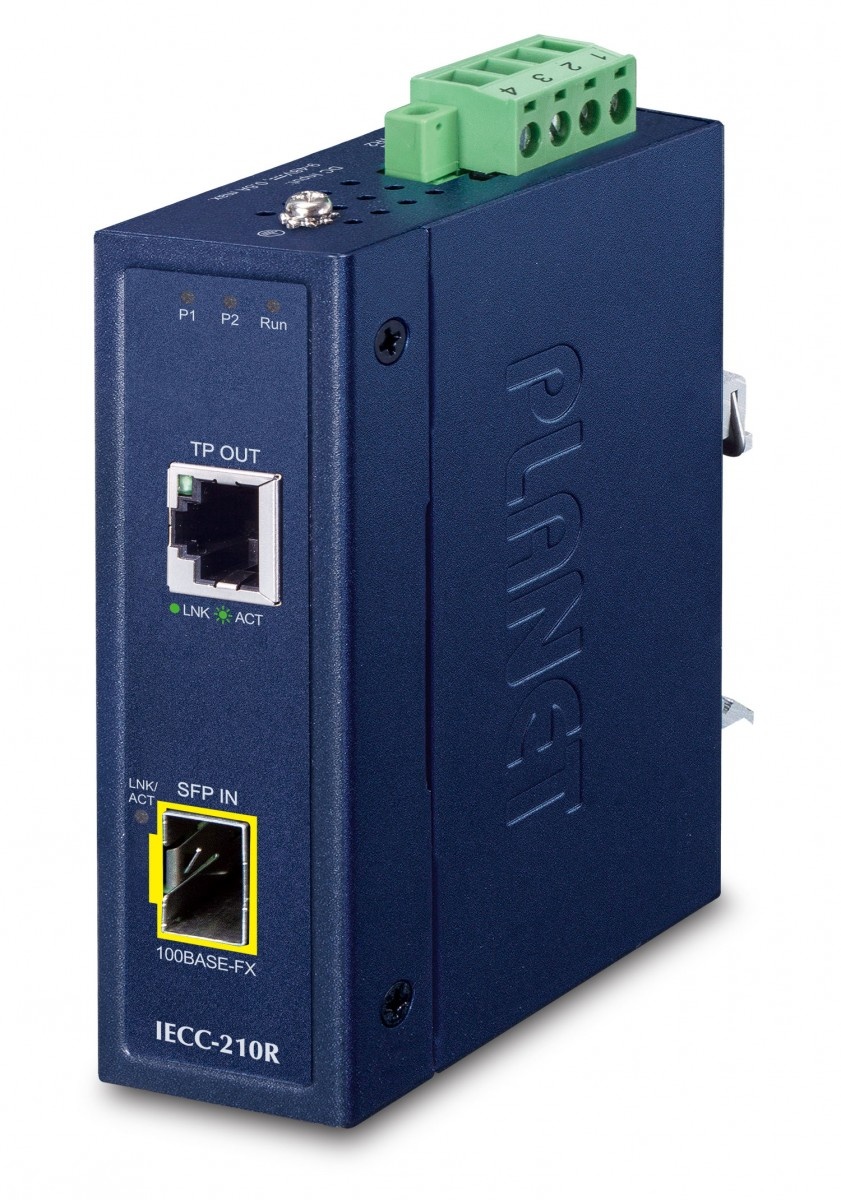 PLANET Planet IECC-210R Industrial 1-Port 100TX + 1-Port 100FX SFP EtherCAT Media Converter (RJ45 Out, SFP In, -40~75 degrees C, Dual 9~48V DC,  BECKHOFF EtherCAT conf - RETI | TecnoCARE.net Sabaudia, Latina, Terracina, San Felice Circeo e Pontinia