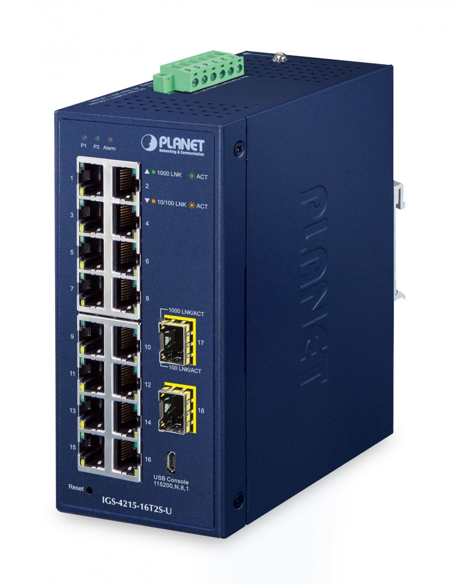 PLANET Planet IGS-4215-16T2S-U IP30 Industrial L2/L4 16-Port 10/100/1000T + 2-Port 100/1000X SFP Managed Switch - RETI | TecnoCARE.net Sabaudia, Latina, Terracina, San Felice Circeo e Pontinia