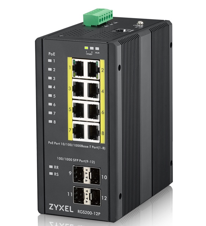 ZYXEL Zyxel RGS200-12P Gestito L2 Gigabit Ethernet (10/100/1000) Supporto Power over Ethernet (PoE) Nero - RETI | TecnoCARE.net Sabaudia, Latina, Terracina, San Felice Circeo e Pontinia