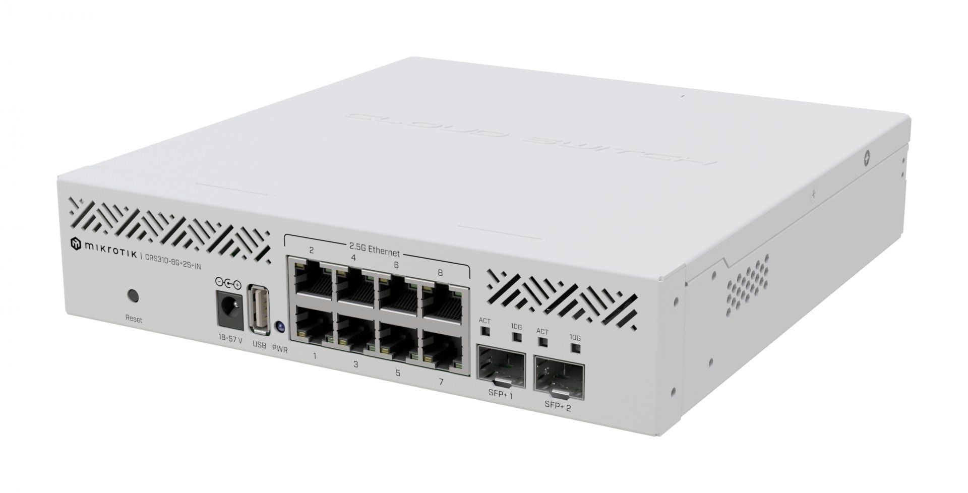 MIKROTIK MikroTik Cloud Router Switch 310-8G+2S+IN with 800 Mhz CPU, 256 MB RAM, 8 x 2.5Gigabit Ethernet ports, 2 x SFP+ cages , RouterOS L5, desktop enclosure, rackmoun - RETI | TecnoCARE.net Sabaudia, Latina, Terracina, San Felice Circeo e Pontinia