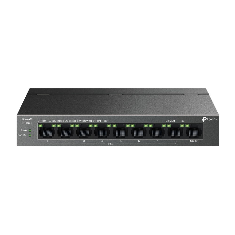 TP-LINK TP-Link LiteWave LS109P switch di rete Non gestito Fast Ethernet (10/100) Supporto Power over Ethernet (PoE) Nero - RETI | TecnoCARE.net Sabaudia, Latina, Terracina, San Felice Circeo e Pontinia