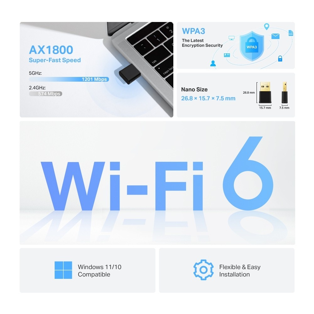 TP-LINK TP-Link Archer TX20U Nano WLAN 1800 Mbit/s - COMPONENTI | TecnoCARE.net Sabaudia, Latina, Terracina, San Felice Circeo e Pontinia