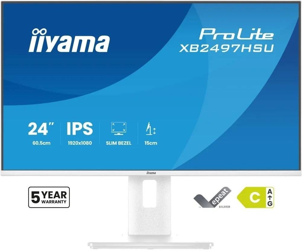 IIYAMA iiyama XB2497HSU-W1 Monitor ProLite 23,8" IPS FHD 120Hz 350cd 2xUSB 3.2 2xUSB-C HDMI DP HAS 150mm PIVOT bianco - MONITOR E ACCESSORI | TecnoCARE.net Sabaudia, Latina, Terracina, San Felice Circeo e Pontinia