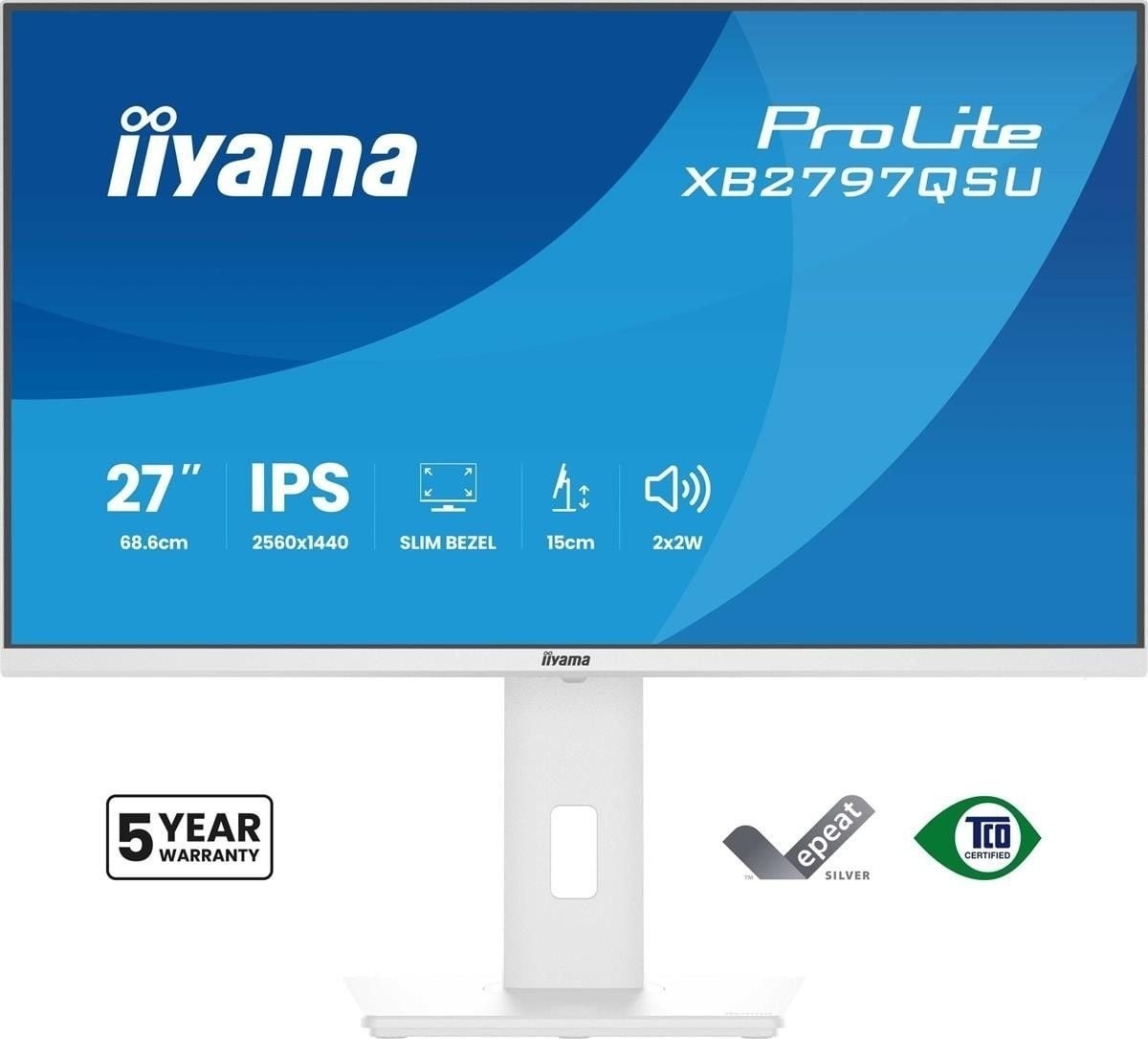 IIYAMA iiyama XB2797QSU-W1 Monitor ProLite 27" IPS QHD 75Hz 350cd 1000:1 2xHDMI DP HUB USB bianco - MONITOR E ACCESSORI | TecnoCARE.net Sabaudia, Latina, Terracina, San Felice Circeo e Pontinia