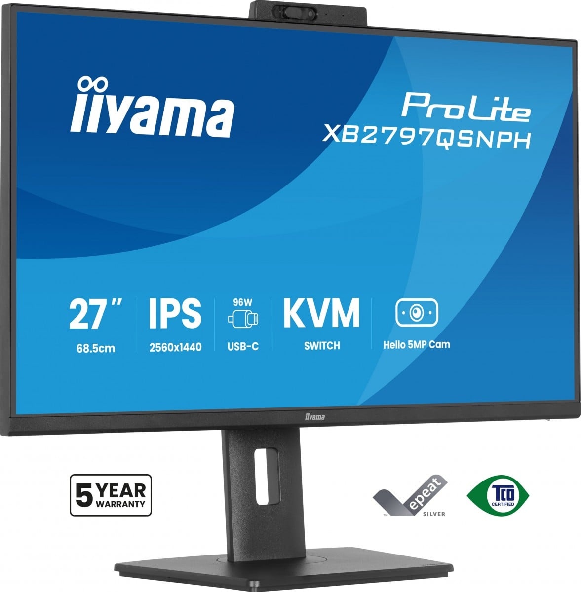 IIYAMA iiyama XB2797QSNPH-B1 Monitor ProLite 27" IPS QHD Dock USB-C 96W LAN DP-Out Webcam 5MP Windows Hello 1ms HAS - MONITOR E ACCESSORI | TecnoCARE.net Sabaudia, Latina, Terracina, San Felice Circeo e Pontinia