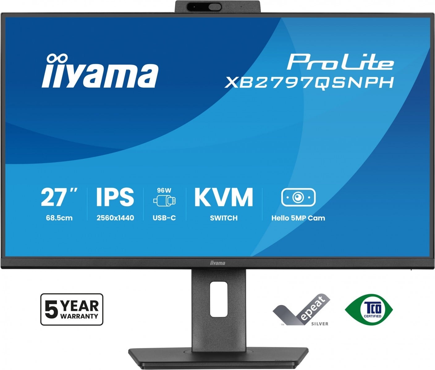 IIYAMA iiyama XB2797QSNPH-B1 Monitor ProLite 27" IPS QHD Dock USB-C 96W LAN DP-Out Webcam 5MP Windows Hello 1ms HAS - MONITOR E ACCESSORI | TecnoCARE.net Sabaudia, Latina, Terracina, San Felice Circeo e Pontinia