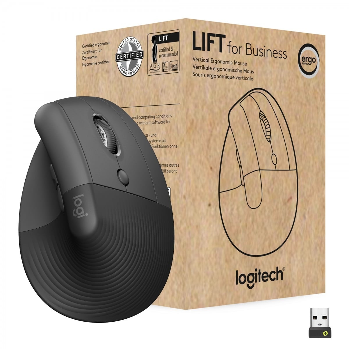 LOGITECH Logitech Lift Vertical Ergonomic for Business mouse Ufficio Mano destra RF senza fili + Bluetooth Ottico 4000 DPI - TASTIERE E CONTROLLER | TecnoCARE.net Sabaudia, Latina, Terracina, San Felice Circeo e Pontinia