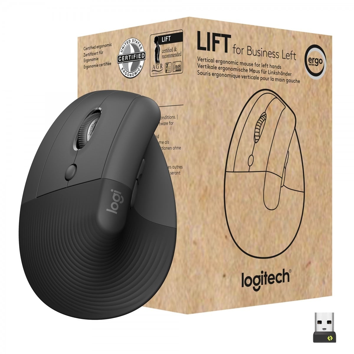LOGITECH Logitech Lift Vertical Ergonomic for Business mouse Ufficio Mancino RF senza fili + Bluetooth Ottico 4000 DPI - TASTIERE E CONTROLLER | TecnoCARE.net Sabaudia, Latina, Terracina, San Felice Circeo e Pontinia