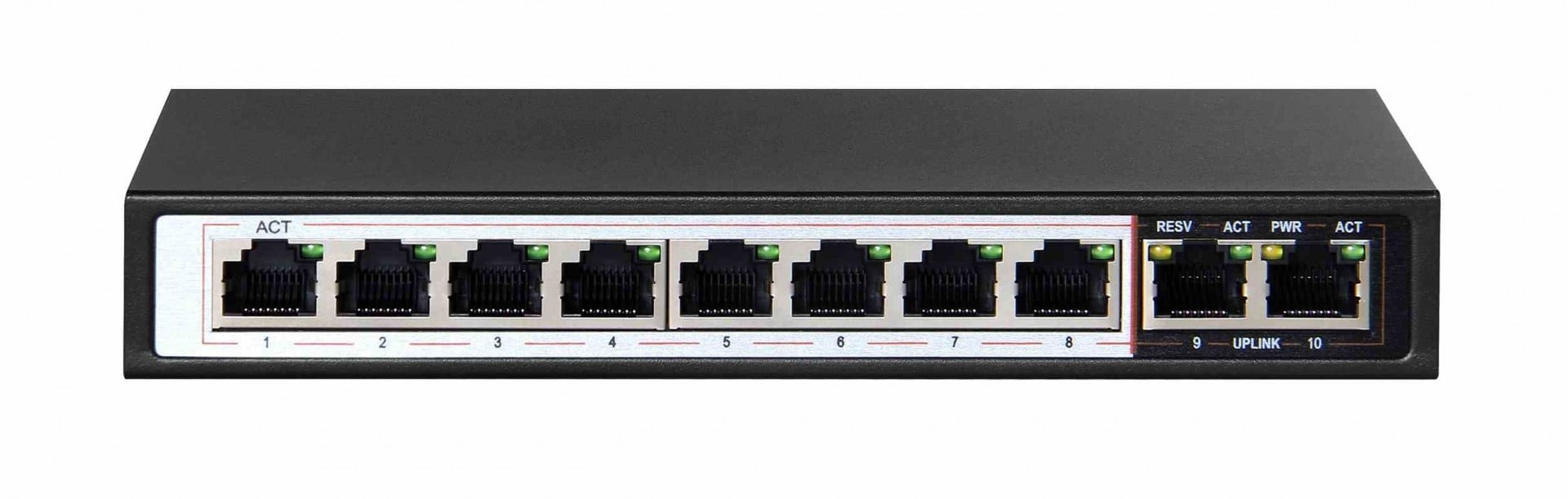 EXTRALINK Extralink CERES | Switch PoE | 8x 100Mb/s PoE/PoE+, 2x RJ45 Uplink 100Mb/s, 96W - RETI | TecnoCARE.net Sabaudia, Latina, Terracina, San Felice Circeo e Pontinia