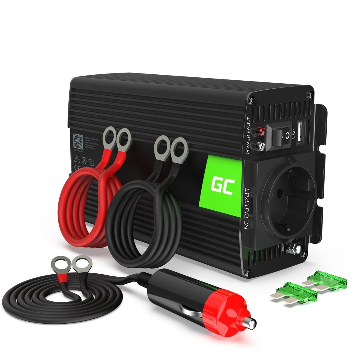 GREEN CELL Green Cell INV02DE adattatore e invertitore Auto 300 W Nero - BATTERIE E ALIMENTATORI | TecnoCARE.net Sabaudia, Latina, Terracina, San Felice Circeo e Pontinia