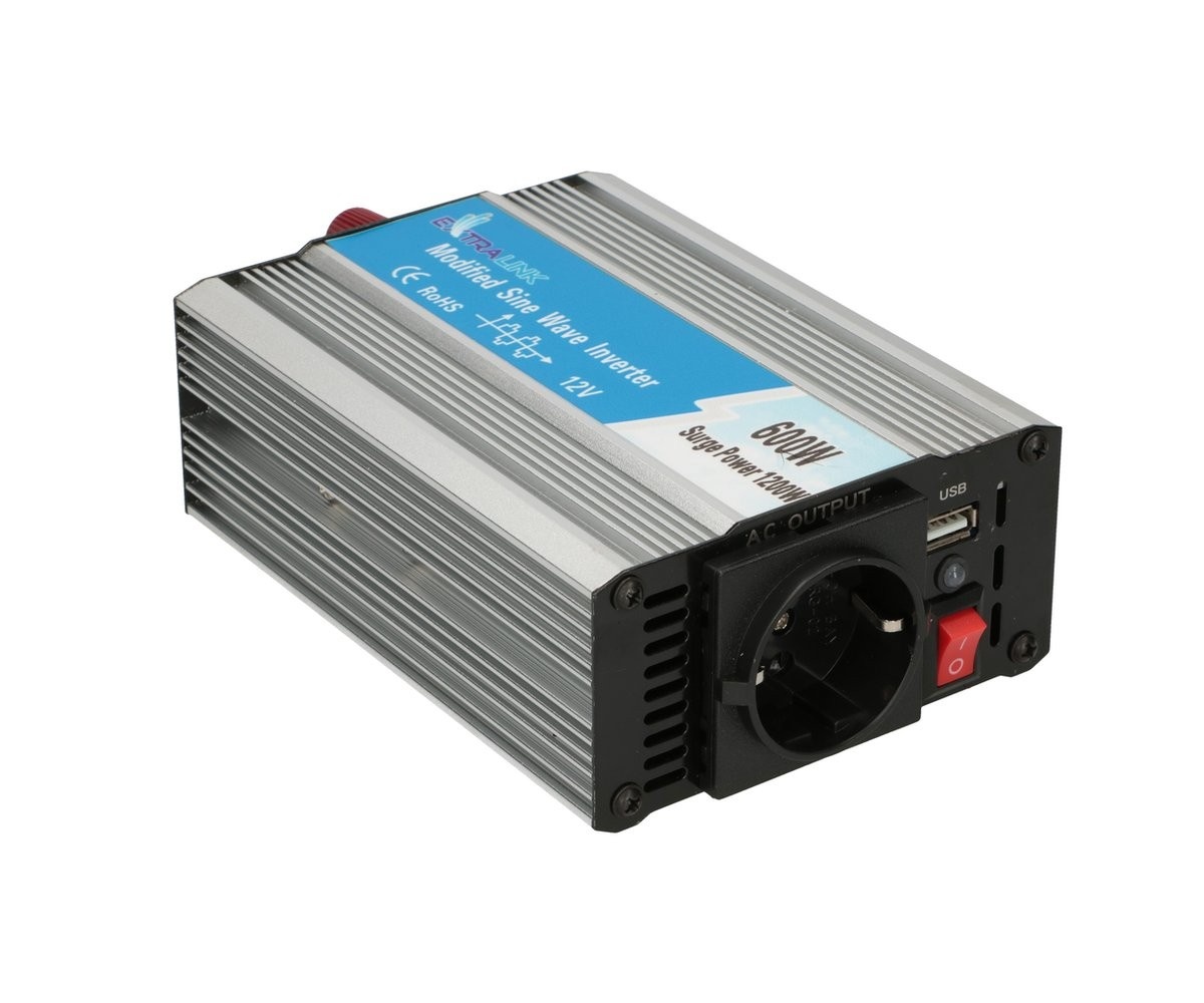 EXTRALINK Extralink VOLTAGE CONVERTER 12V - 230V, 600W, MODIFIED SINUS OPIM-600W adattatore e invertitore Auto Alluminio, Nero - BATTERIE E ALIMENTATORI | TecnoCARE.net Sabaudia, Latina, Terracina, San Felice Circeo e Pontinia