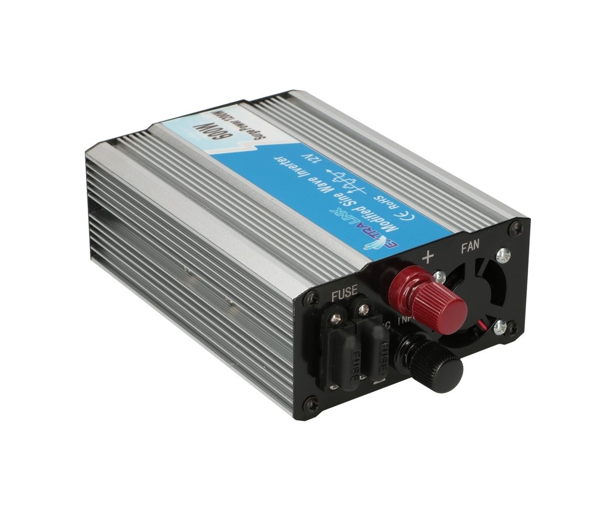 EXTRALINK Extralink VOLTAGE CONVERTER 12V - 230V, 600W, MODIFIED SINUS OPIM-600W adattatore e invertitore Auto Alluminio, Nero - BATTERIE E ALIMENTATORI | TecnoCARE.net Sabaudia, Latina, Terracina, San Felice Circeo e Pontinia