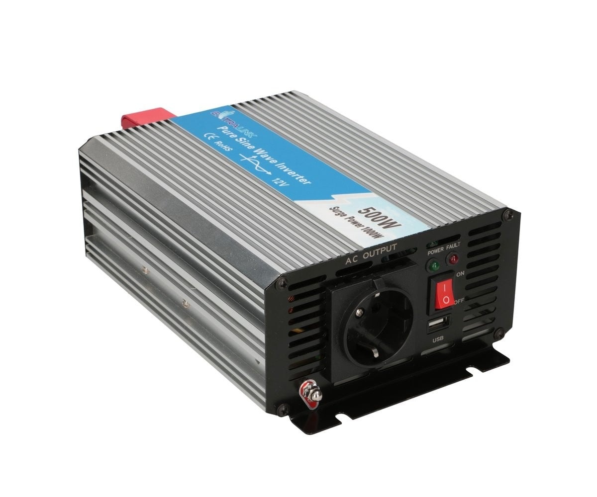 EXTRALINK Extralink CAR VOLTAGE CONVERTER 12V - 230V, 500W, PURE SINUS OPIP-500W adattatore e invertitore Auto Alluminio, Nero, Argento - BATTERIE E ALIMENTATORI | TecnoCARE.net Sabaudia, Latina, Terracina, San Felice Circeo e Pontinia